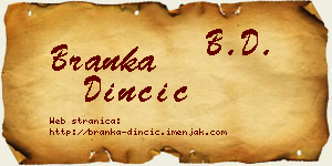 Branka Dinčić vizit kartica